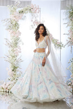 White Multi-coloured Sequin Lehenga Set