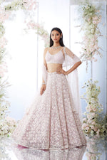 Soft Berry Checkered Lehenga Set by Seema Gujral - Lotus Bloom Canada