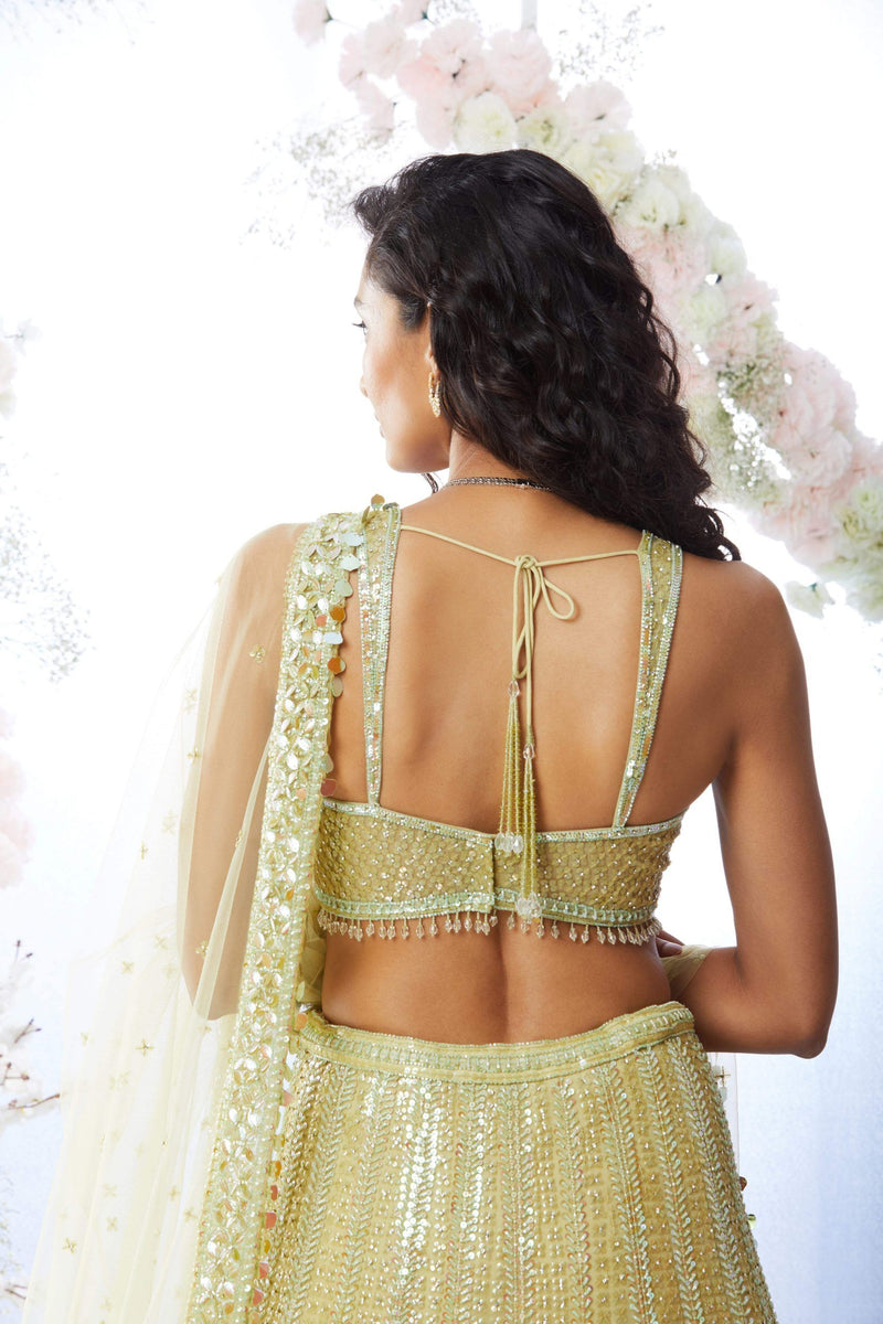 Lime Sequin Lehenga Set