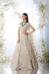 Champagne Floral Lehenga Set by Seema Gujral at Lotus Bloom Canada