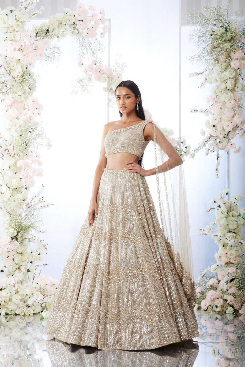 Champagne Sequin Lehenga Set