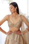 Biscotti Gold Sequin Lehenga Set by Seema Gujral at Lotus Bloom Canada.