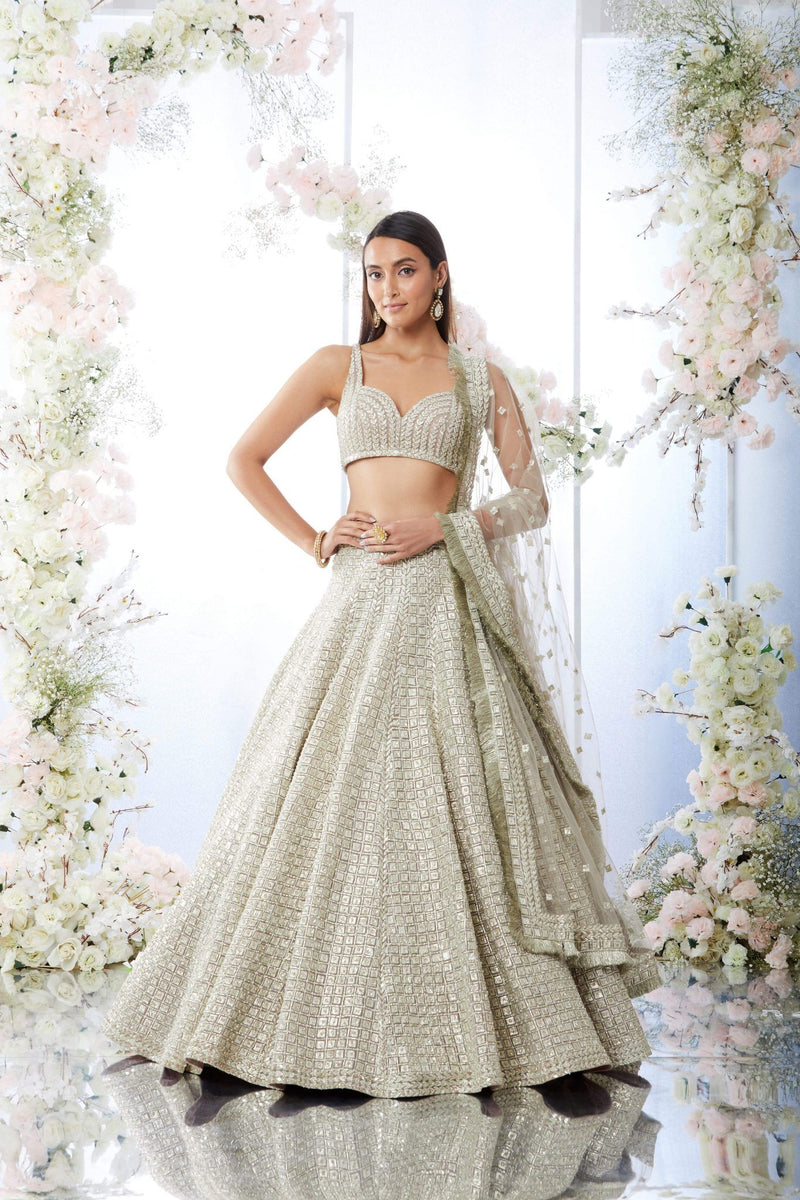 Dusty Lavender Square Jaal Lehenga Set