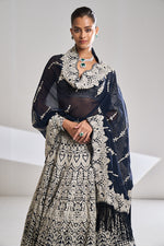 Navy Georgette Lehenga Set by Seema Gujral - Lotus Bloom Canada