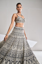 Navy Georgette Lehenga Set by Seema Gujral - Lotus Bloom Canada