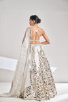 Cream Gold Mirror Work Lehenga Set by Seema Gujral - Lotus Bloom Canada