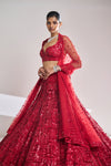 Red Tonal Sequin Lehenga Set