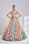 Multi-Coloured Mirror Work Lehenga Set