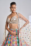 Multi-Coloured Mirror Work Lehenga Set