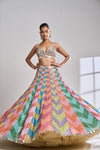 Multi-Coloured Mirror Work Lehenga Set