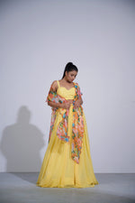 Gul Yellow Lehenga Set With Cape