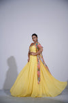 Gul Yellow Lehenga Set With Cape