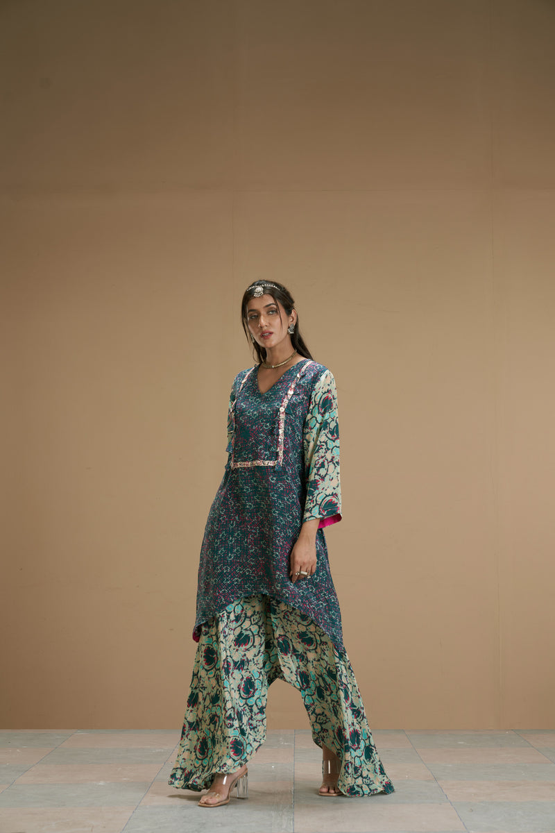 Taabir Assymetrical Kurta With Flared Pants