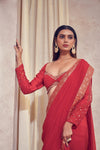 Rang organza saree with hand embroidered blouse