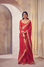 Rang organza saree with hand embroidered blouse