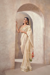 Sunehri Tissue silk saree with multicolored blouse