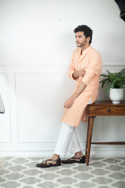 Tropical Peach Kurta Set