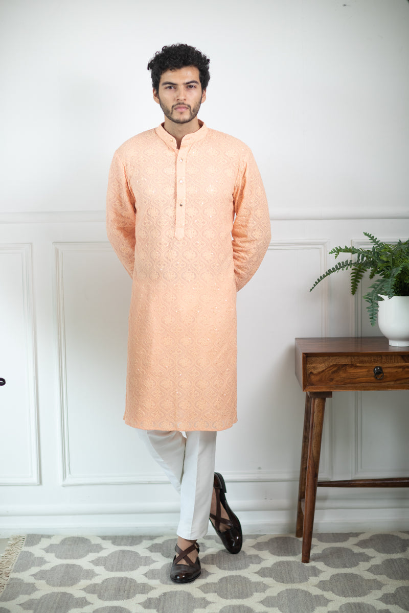 Tropical Peach Kurta Set