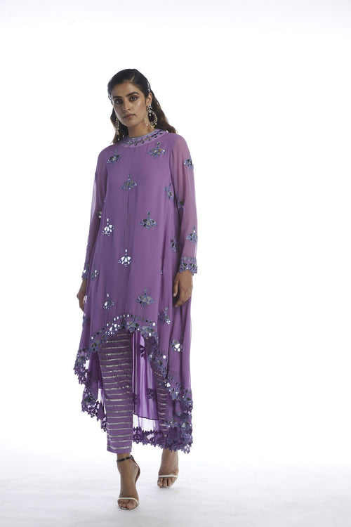 CATNIP PURPLE ASYMETRICAL KURTA SET