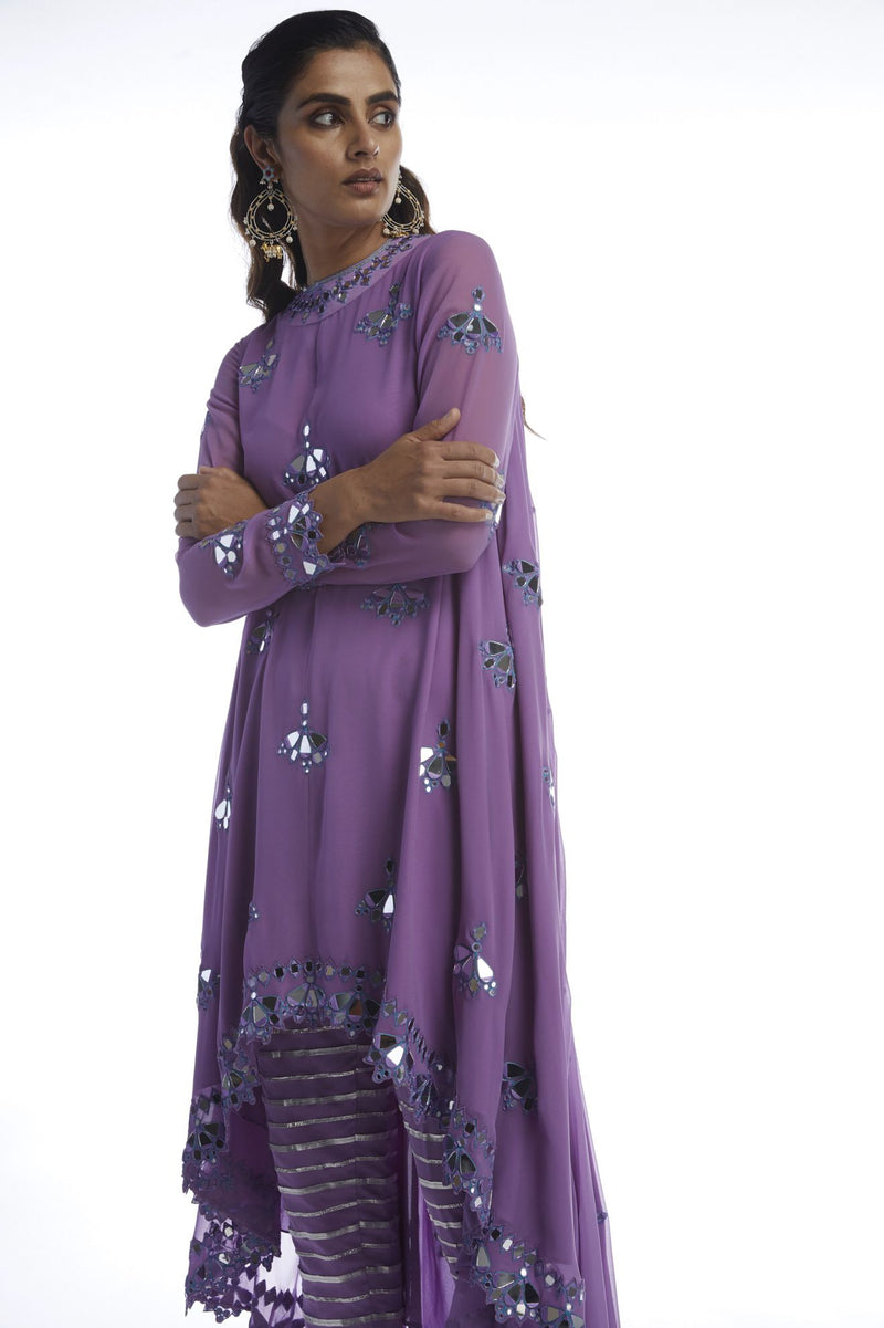 CATNIP PURPLE ASYMETRICAL KURTA SET