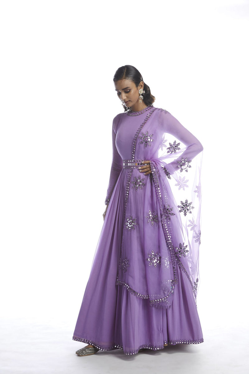 CATNIP PURPLE CHIFFON ANARKALI SET