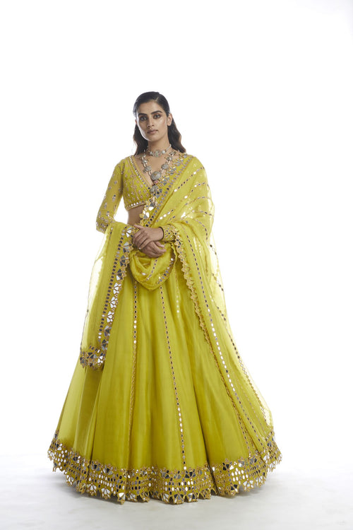 MOSS GREEN LEHENGA SET