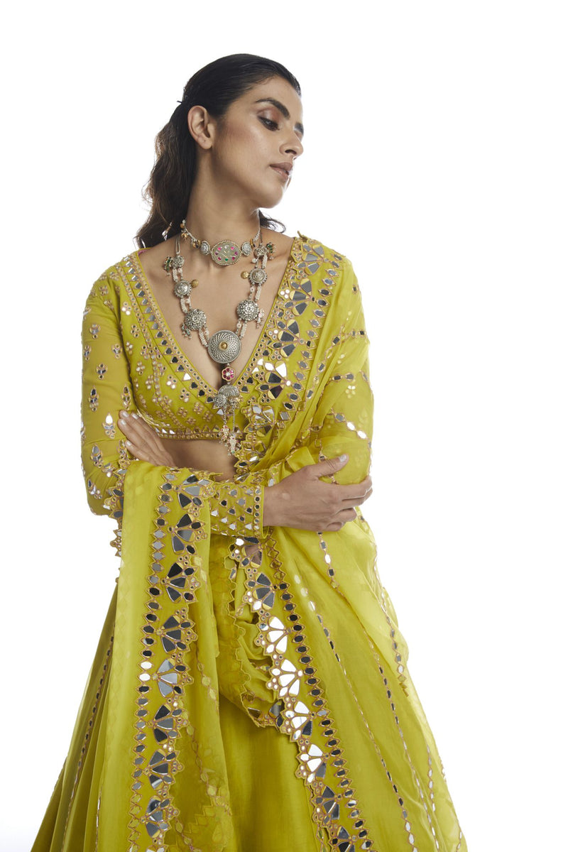 MOSS GREEN LEHENGA SET