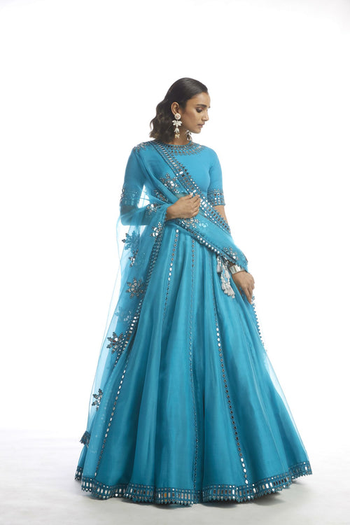 TURQUOISE BLUE LEHNGA SET