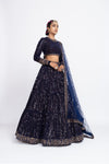 Navy blue dense dot lehnga set