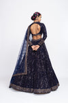 Navy blue dense dot lehnga set