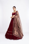 Mehroon double tier lehnga set