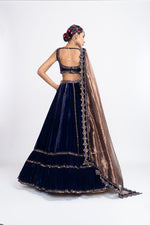 Navy blue double tier lehnga set