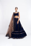 Navy blue double tier lehnga set