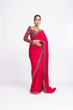 Red sarin saree set