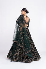 Deep green floral lehnga set