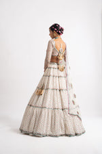 White Multi Tier Multi Color Lehenga Set