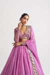 Dark Blush Silk Organza Lehenga Set