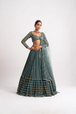 Mud Green Single Tier Lehenga Set