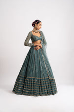 Mud Green Single Tier Lehenga Set