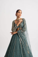 Mud Green Single Tier Lehenga Set