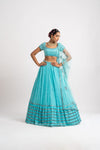 Mint Blue Single Tier Lehenga Set