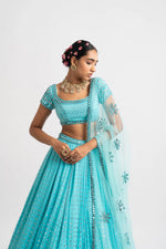 Mint Blue Single Tier Lehenga Set