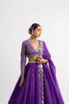 Purple Silk Organza Lehenga Set