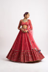 Deep Coral Single Tier Lehenga Set