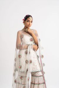 White Multi Tier Multi Color Sharara Set