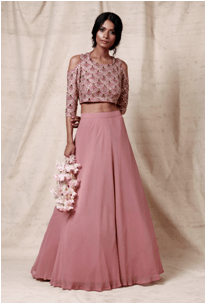 Onion Pink crop top and skirt Ek-127