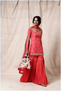 Coral gharara set set Ek-135