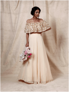 Off white off -shoulder set Ek-136