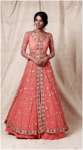 Coral Jacket anarkali set Ek-139