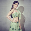 FLORAL EMBROIDERED V-HEM BLOUSE WITH EMBROIDERED LEHENGA AND FLORAL EMBROIDERED RUFFLES DUPATTA